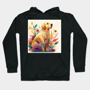 Golden Retriever Dog, Floral Design, Dog Lover Hoodie